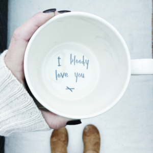 cup with I love you written in the bottom