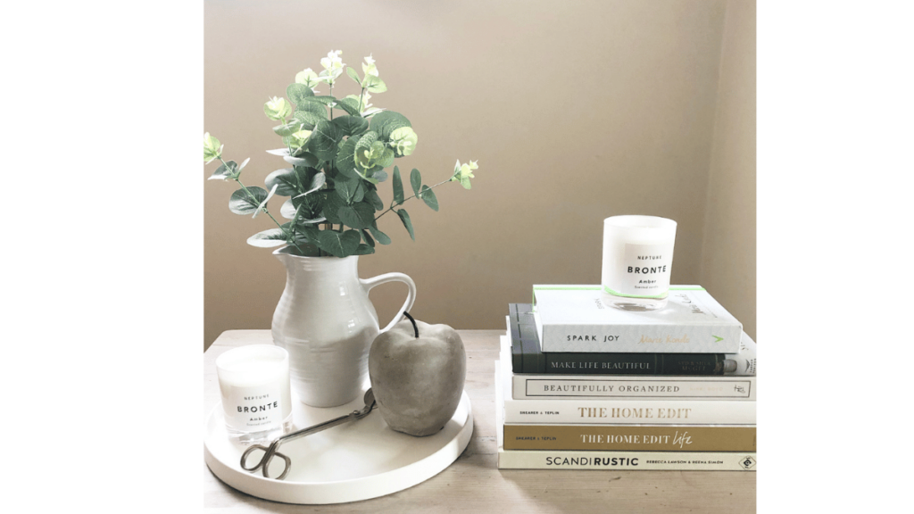 pile of books and a candle!