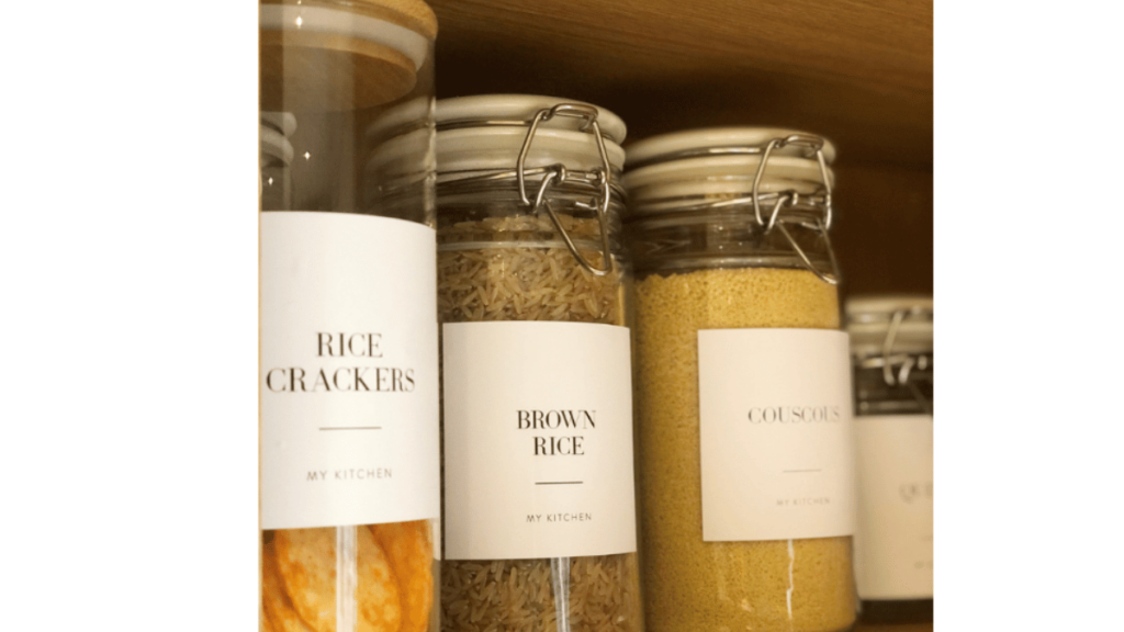 image of jars neatly labelled in my pantry